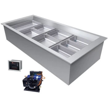 Hatco CWBR-4 Four Pan Slanted Refrigerated Drop-In Cold Food Well with Drain and Remote Condenser - 120V