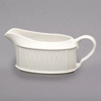 Homer Laughlin from Steelite International HL3177000 Gothic 6.5 oz. Ivory (American White) Undecorated China Sauce Boat - 36/Case