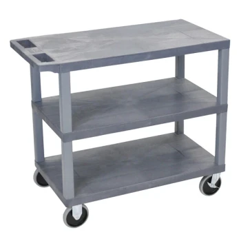Luxor EC222HD-G Gray Heavy-Duty 3 Flat Shelf Utility Cart - 35 1/4" x 18" x 35 1/2"
