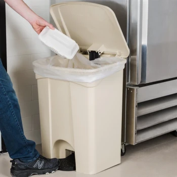 Lavex 48 Qt. / 12 Gallon Beige Rectangular Step-On Trash Can