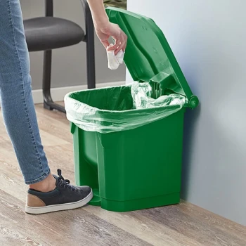 Lavex 32 Qt. / 8 Gallon Green Rectangular Step-On Trash Can