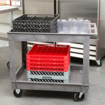 Lakeside 2523 Plastic Deep Well Two Shelf Utility Cart - 40 1/4" x 25 1/2" x 32 3/4"