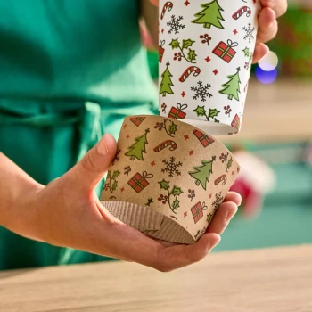 Choice 10-24 oz. Cartoon Christmas Print Coffee Cup Sleeve / Jacket / Collar - 1,200/Case