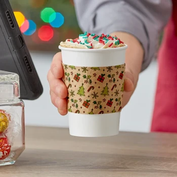 Choice 10-20 oz. Holiday Printed Coffee Cup Sleeve / Jacket / Collar - 1,800/Case