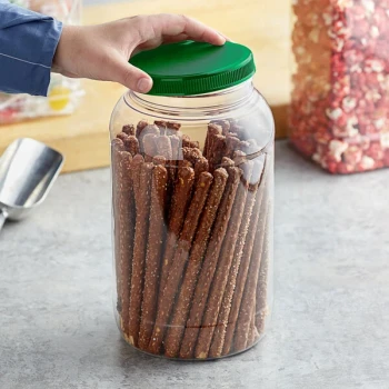 1 Gallon Round PET Plastic Jar with Green Lid