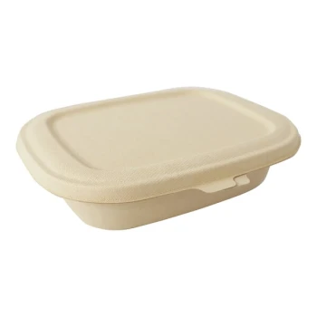 World Centric 32 oz. Compostable Fiber Clamshell Container with Leaf Plus - 200/Case