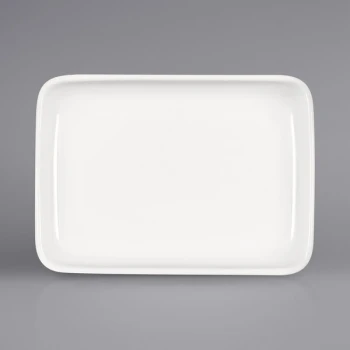 Bauscher Bonn from BauscherHepp 6 1/2" x 4 5/8" Bright White Rectangular Porcelain Platter with Raised Rim - 36/Case