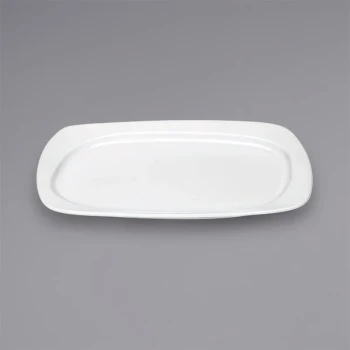Bauscher Solutions from BauscherHepp 11 5/8" x 7 7/8" Bright White Rectangular Wide Rim Porcelain Platter - 12/Case
