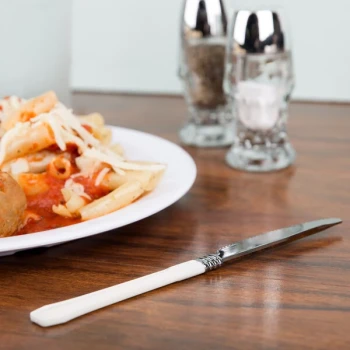 WNA Comet RFDKN480I Reflections Duet 7 1/2" Stainless Steel Look Extra Heavy Weight Plastic Knife with Ivory Handle - 480/Case