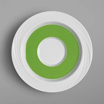 Schonwald Donna Senior 6 5/8" Continental White and Light Green Porcelain Special Saucer - 12/Case