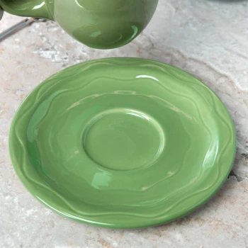 Libbey 903035201 Cantina 6 1/4" Sage Carved Porcelain Saucer - 12/Case