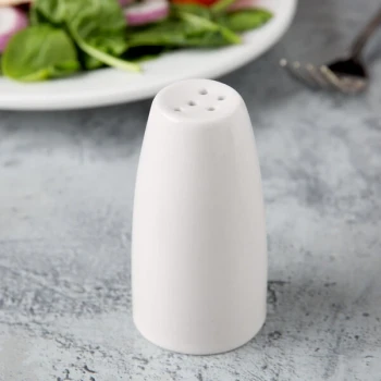 Libbey 911198037 Flint 1 3/4" x 3 3/8" Ivory (American White) Porcelain Pepper Shaker - 36/Case