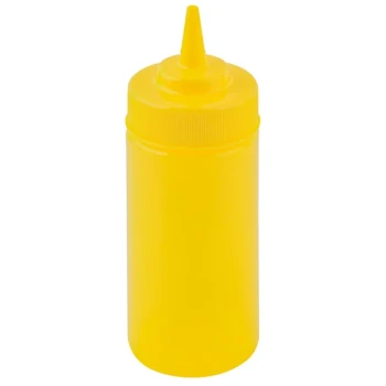 TableCraft 10853M 8 oz. Yellow WideMouth™ Cone Tip Squeeze Bottle with 53 mm Opening - 12/Pack