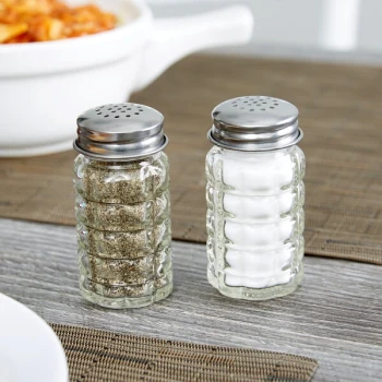 TableCraft 163S&P 1.5 oz. Nostalgia Glass Salt and Pepper Shaker with Stainless Steel Top - 72/Case