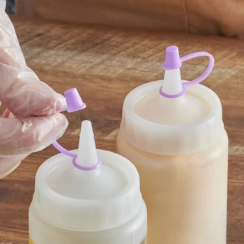 TableCraft C100TPR Purple Squeeze Bottle Tethered Cap - 12/Pack
