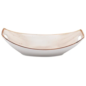10 Strawberry Street SAN-13OVLBWL-PBLO Santa Fe 32 oz. Pueblo Brown China Oval Bowl - 12/Case