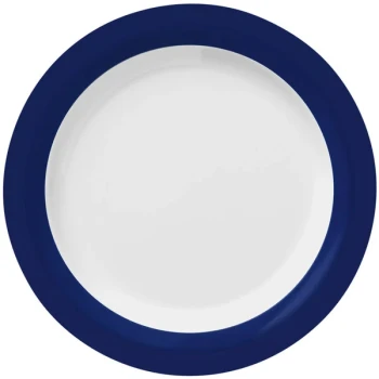 Libbey Basics 10" Bright White Medium Rim Melamine Plate with Blue Band - 12/Case