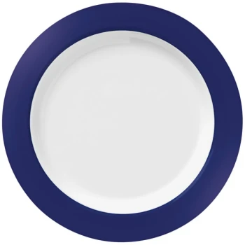 Libbey Basics 6 1/4" Bright White Medium Rim Melamine Plate with Blue Band - 36/Case