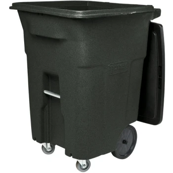 Toter ACC96-50501 96 Gallon Green Rectangular Rotational Molded Wheeled Trash Can with Casters and Lid