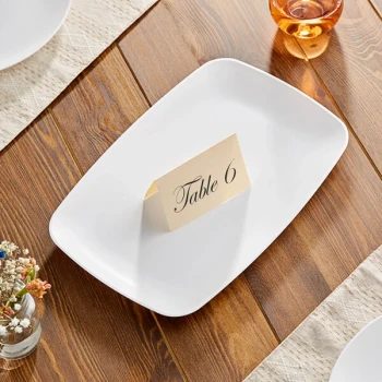 Visions Coupe 9 1/2" x 6 1/4" White Rectangular Plastic Platter - 10/Sample
