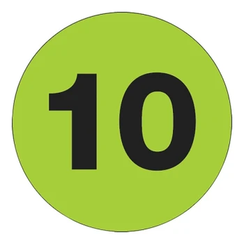Tape Logic 1" No. 10 Fluorescent Green Semi-Gloss Paper Permanent Inventory Number Label - 500/Roll
