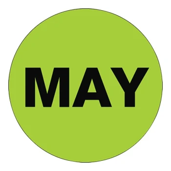 Tape Logic 1" May Fluorescent Green Semi-Gloss Paper Permanent Inventory Month of the Year Round Label - 500/Roll
