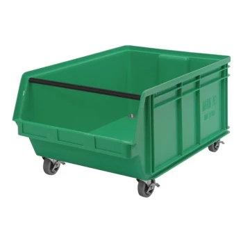 Quantum Magnum 29" x 18 3/8" x 14 7/8" Green Mobile Storage Tote Bin QMS843MOBGN