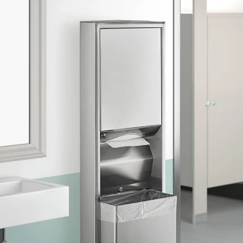Bobrick B-3949 ClassicSeries Surface-Mounted Convertible Rectangular Paper Towel Dispenser / Trash Can
