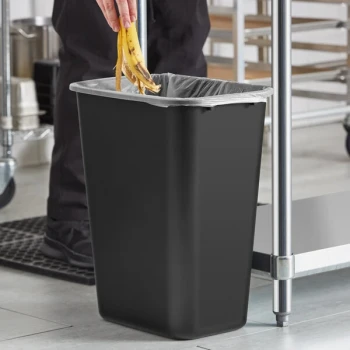 Lavex Janitorial 41 Qt. / 10 Gallon Black Rectangular Wastebasket