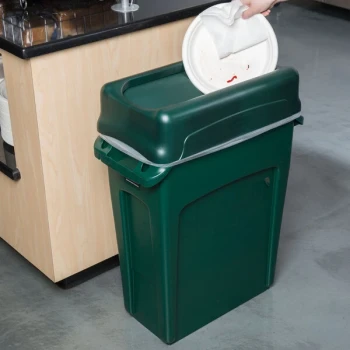 Rubbermaid® Slim Jim 64 Qt. / 16 Gallon Green Rectangular Trash Can with Green Drop Shot Lid