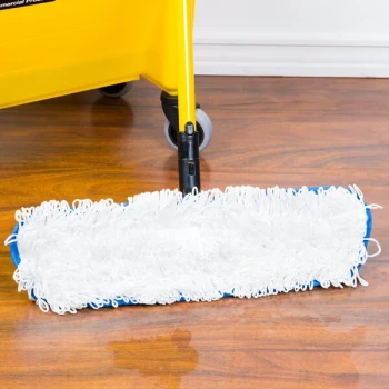 Rubbermaid® Flow FGQ80500WH00 19" Blue and White Nylon Hook & Loop Finishing Pad for Flow Floor Finishing System