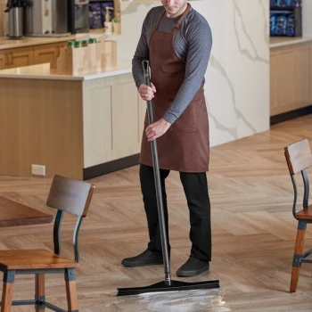 Vikan 71609 + 29609 23 5/8" Black Ultra-Hygienic Rubber Floor Squeegee with 51 3/16" Ultra-Hygienic Handle
