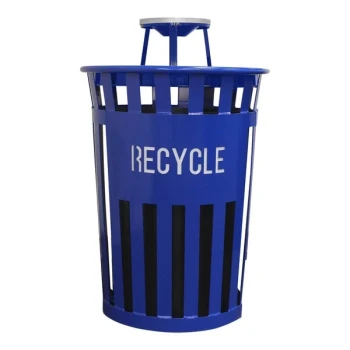 Witt Industries Oakley Eco M3601RE-AT-BL 36 Gallon Blue Outdoor Recycling Bin with Ash Top Lid