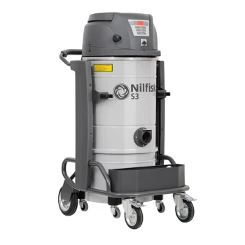 Nilfisk S3N1 L50 AU 2X 13 Gallon Stainless Steel Single-Phase 3-Motor Industrial Wet / Dry Vacuum with HEPA Filtration - 120V