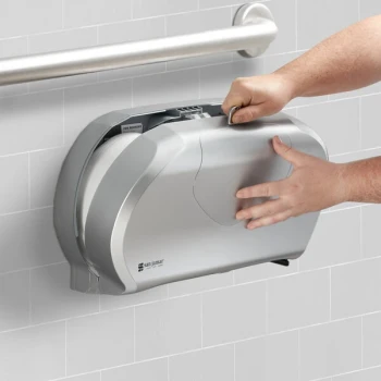 San Jamar R4070SS Summit Double Roll Jumbo Toilet Tissue Dispenser - Silver