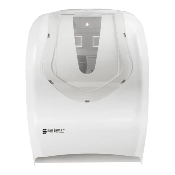 San Jamar T1470WHCL Smart System with IQ Sensor Summit Hands Free Roll Towel Dispenser -White / Clear
