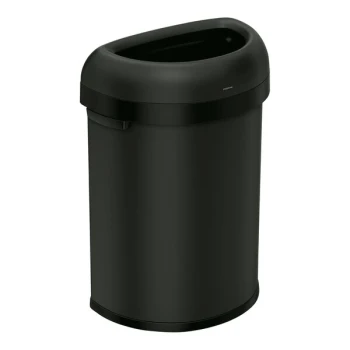 simplehuman CW1495 21 Gallon / 80 Liter Matte Black Steel Semi-Round Open Top Trash Can