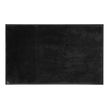 M+A Matting MicroLuxx 12016634050 3' x 4' Black Mat with Classic Rubber Border and Universal Cleated Backing - 3/8" Thick