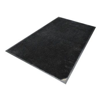 M+A Matting Classic Plush 1806623090 2' x 3' Black Mat with Universal Cleated Backing - 3/8" Thick