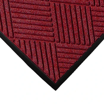 M+A Matting WaterHog Classic Diamond 4' x 6' Red Mat with Classic Rubber Border and Universal Cleated Backing
