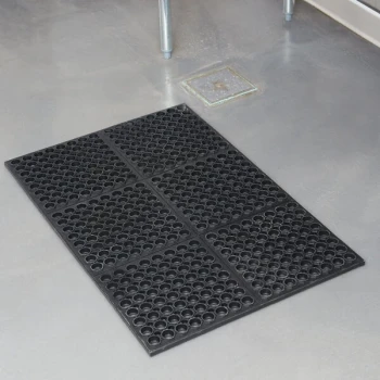 Cactus Mat 3525-C4 VIP TuffDek 3' x 2' Black Heavy-Duty Rubber Anti-Fatigue Floor Mat - 3/4" Thick