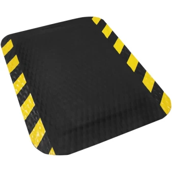 M+A Matting Hog Heaven 3' Black Customizable Length Anti-Fatigue Mat with Striped Border 424230100 - 7/8" Thick