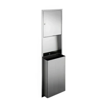 American Specialties, Inc. Traditional 10-0469 Stainless Steel Recessed Paper Towel Dispenser with 12 Gallon Trash Can