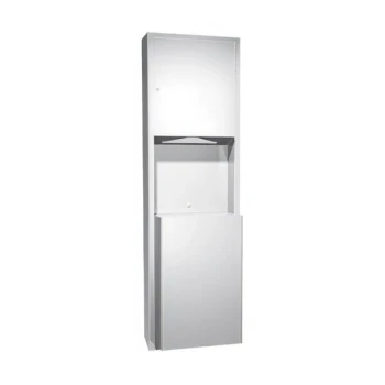 American Specialties, Inc. Traditional 10-0469-2 Stainless Steel Semi-Recessed Paper Towel Dispenser with 12 Gallon Waste Receptacle