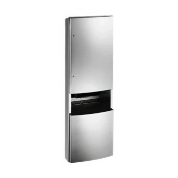 American Specialties, Inc. Roval 10-2046921AC-6 Semi-Recessed AC-Operated Automatic Roll Paper Towel Dispenser and 13.5 Gallon Waste Receptacle