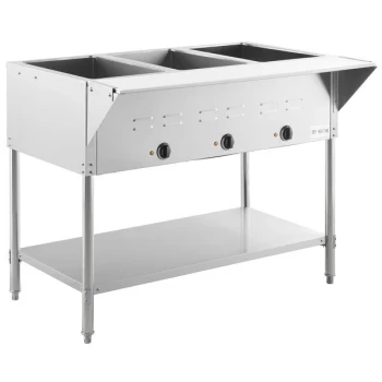 Scratch and Dent Avantco STE-3S Three Pan Open Well Electric Steam Table with Undershelf - 120V, 1500W