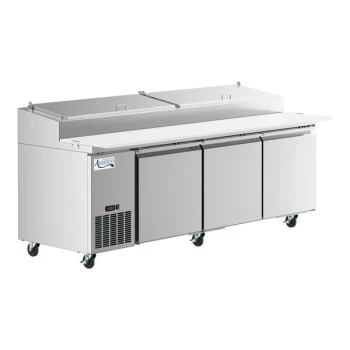 Scratch and Dent Avantco SSPPT-3 94" 3 Door Refrigerated Pizza Prep Table