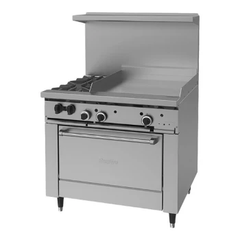 Scratch and Dent Garland SunFire Series X36-2G24R Natural Gas 2 Burner Gas Range with 24" Griddle and Standard Oven - 129,000 BTU
