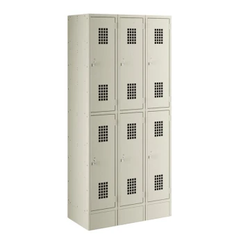 Scratch and Dent Regency Space Solutions Beige 36" x 18" x 78" Triple, 2-Tier Locker - Assembled
