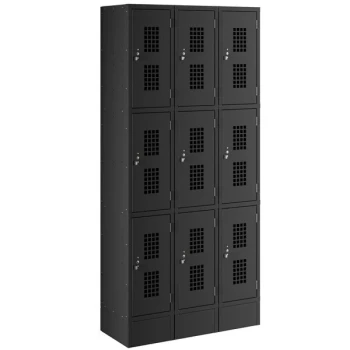 Scratch and Dent Regency Space Solutions Black 36" x 15" x 78" 3 Wide, 3 Tier Locker - Assembled